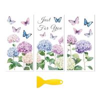 Peacoblue Hydrangea Butterfly Rub On Transfers for Furniture 6"x12"