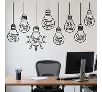 Peacoblue Inspirational Text Light Bulb Wall Stickers Decals Decor Removable Peel and Stick, 3 Sheets 15"x 23.6" Vinyl 3D Wall Murals for Bedroom Living Sewing Room Bathroom Classroom