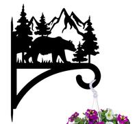 peacoblue Iron Plant Hanger Hook Large 30x38cm for Outdoor Indoor Hanging Plant Flower Fern Pot Lantern Bird Feeder,Metal Wall Holder for Porch Garden Farmhouse(Forest Bear and Mountain)