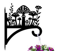 peacoblue Iron Plant Hangers Hook Large 30x38cm for Outdoor Indoor Hanging Plant Flower Fern Pot Lantern Bird Feeder,Metal Wall Holder for Porch Garden Farmhouse(Mushroom and Wildflower)