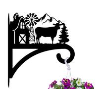 peacoblue Iron Plant Hangers Hooks 30×34.5cm for Outdoor Indoor Hanging Plants Flower Fern Pots Lantern Bird Feeder, Metal Wall Holder for Porch Garden Farmhouse (Farm Cow)