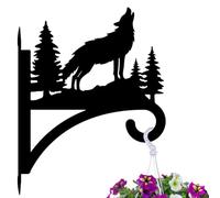 peacoblue Iron Plant Hangers Hooks 30.5x38.1cm for Outdoor Indoor Hanging Plant Flower Fern Pots Lantern Bird Feeder,Metal Wall Holder for Porch Garden Farmhouse(Howling Wolf and Forest)