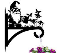 peacoblue Iron Plant Hangers Hooks 30x41cm for Outdoor Indoor Hanging Plants Flower Fern Pots Lantern Bird Feeder, Gnome and Flower Weather Resistant Metal Wall Holder for Porch Garden Farmhouse