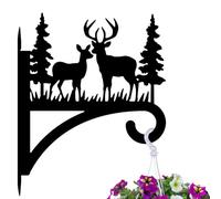 peacoblue Iron Plant Hangers Hooks Large 30x38cm for Outdoor Indoor Hanging Plants Flower Fern Pot Lantern Bird Feeder Wind Chime,Deer and Tree Metal Wall Holder for Porch Garden Farmhouse