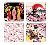 Peacoblue Japanese Geisha Coin Purse,PU Leather Squeeze Pouch 4PCS