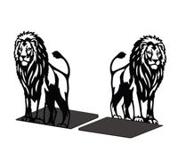 Peacoblue Metal Bookend Stopper Holder Stand for Shelves Decorative, 13.5x11x17.2 Modern Creative Heavy Duty Study Book End for Desk Shelf, 1 Pair (Lion)