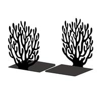 Peacoblue Metal Bookend Stopper Holder Stand for Shelves Decorative, 13.5x11x17 Modern Creative Heavy Duty Study Book End for Desk Shelf, 1 Pair (Coral)