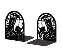 Peacoblue Metal Bookend Stopper Holder Stand for Shelves Decorative, 5.3"x4.3"x6.3" Modern Creative Heavy Duty Study Book End for Desk Shelf, 1 Pair (Virgo Constellation)