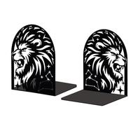 Peacoblue Metal Bookend Stopper Holder Stand for Shelves Decorative, 5.3"x4.3"x6.3" Modern Creative Heavy Duty Study Book End for Desk Shelf, 1 Pair (Leo Constellation)