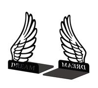 Peacoblue Metal Bookend Stopper Holder Stand for Shelves Decorative, 5.3"x4.3"x7.9" Modern Creative Heavy Duty Study Book End for Desk Shelf, 1 Pair (Wings)