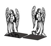 Peacoblue Metal Bookend Stopper Holder Stand for Shelves Decorative, 5.3"x4.3"x7.9" Modern Creative Heavy Duty Study Book End for Desk Shelf, 1 Pair (Angel)