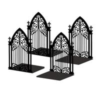 Peacoblue Metal Bookends for Shelves, 2 Pair of Modern Decorative Heavy Duty Study Book Support Stoppers for Office, Desk, Shelf, Room 5.3"x4.3"x7.3" Cast Iron Simple Tall Bookends (Gothic Gate)