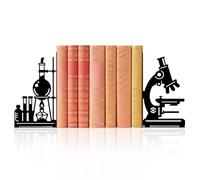 Peacoblue Metal Bookends for Shelves, Modern Decorative Heavy Duty Study Book Ends Stoppers for Office, Desk, Shelf, Room 1.18"x6.9"x5.9" Cast Iron Simple Tall Bookends 1 Pair (Chemical Instruments)