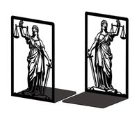 Peacoblue metal Bookends for Shelves, Modern Decorative Heavy Duty Study Book Ends Stoppers for Office, Desk, Shelf, Room 5.3"x4.3"x7.9" Cast Iron Simple Tall Bookends 1 Pair (Justice Lady Themis)