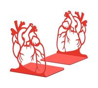 Peacoblue Metal Bookends for Shelves, Modern Decorative Heavy Duty Study Book Ends Stoppers for Office, Desk, Shelf, Room 5.3"x4.3"x6.1" Cast Iron Simple Tall Bookends 1 Pair (Realistic Human Heart)