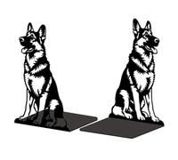 Peacoblue Metal Bookends for Shelves, Modern Decorative Heavy Duty Study Book Ends Stoppers for Office, Desk, Shelf, Room 5.3"x4.3"x7.9" Cast Iron Simple Tall Bookends 1 Pair (German Shepherd)