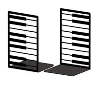Peacoblue Metal Bookends for Shelves, Modern Decorative Heavy Duty Study Book Ends Stoppers for Office Desk Piano Keys Cast Iron Simple Tall Bookends 1 Pair (Piano Keys)