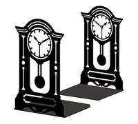 Peacoblue Metal Bookends for Shelves, Modern Decorative Heavy Duty Study Book Ends Stoppers for Office, Desk, Shelf, Room 13.5x11x20CM Cast Iron Simple Tall Bookends 1 Pair (Retro Grandfather Clock)