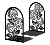 Peacoblue Metal Bookends for Shelves, Modern Decorative Heavy Duty Study Book Ends Stoppers for Office, Desk, Shelf, Room 13.5x11x20CM Cast Iron Simple Tall Bookends 1 Pair (Hydrangea)