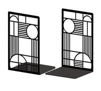 Peacoblue Metal Bookends for Shelves, Modern Decorative Heavy Duty Study Book Ends Stoppers for Office Desk Geometry Lines Cast Iron Simple Tall Bookends 1 Pair (Geometry Lines)