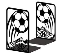 Peacoblue Metal Bookends for Shelves, Modern Decorative Heavy Duty Study Book Ends Stoppers for Office Desk Shelf, Room 5.3"x4.3"x7.9" Cast Iron Tall Bookends 1 Pair (Soccer Sport)