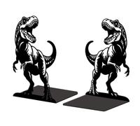 Peacoblue Metal Bookends for Shelves, Modern Decorative Heavy Duty Study Book Ends Stoppers for Office, Desk, Shelf, Room 5.3"x4.3"x7.9" Cast Iron Simple Tall Bookends 1 Pair (Tyrannosaurus Rex)