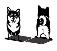 Peacoblue Metal Bookends for Shelves, Modern Decorative Heavy Duty Study Book Ends Stoppers for Office Desk Shelf Room Cute Shiba Inu Cast Iron Simple Tall Bookends 1 Pair (Cute Shiba Inu)