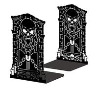 Peacoblue Metal Bookends for Shelves, Modern Decorative Heavy Duty Study Book Ends Stoppers for Office, Desk, Shelf, Room 5.3"x4.3"x7.9" Cast Iron Simple Tall Bookends 1 Pair (Goth Hells Gate)