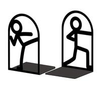Peacoblue Metal Bookends for Shelves, Modern Decorative Heavy Duty Study Book Ends Stoppers for Office, Desk, Shelf, Room 13 * 11 * 20CM Cast Iron Simple Tall Bookends 1 Pair (Stickman)