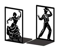 Peacoblue metal Bookends for Shelves, Modern Decorative Heavy Duty Study Book Ends Stoppers for Office, Desk, Shelf, Room 5.3"x4.3"x7.9" Cast Iron Simple Tall Bookends 1 Pair (Spain Flamenco Dance)
