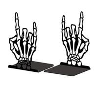 Peacoblue Metal Bookends for Shelves, Modern Decorative Heavy Duty Study Book Ends Stoppers for Office, Desk, Shelf, Room 5.3"x4.3"x7.9" Cast Iron Simple Tall Bookends 1 Pair (Skeleton Hand)