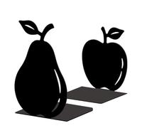 Peacoblue Metal Bookends for Shelves, Modern Decorative Heavy Duty Study Book Ends Stoppers for Office, Desk, Shelf, Room 5.3"x4.3"x6" Cast Iron Simple Tall Bookends 1 Pair (Apples And Pears)