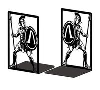 Peacoblue Metal Bookends for Shelves, Modern Decorative Heavy Duty Study Book Ends Stoppers for Office Desk Spartan Warriors Cast Iron Simple Tall Bookends 1 Pair (Spartan Warriors)