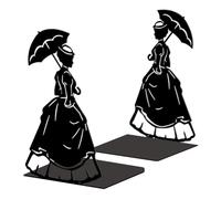 Peacoblue Metal Bookends for Shelves, Modern Decorative Heavy Duty Study Book Ends Stoppers for Office, Desk, Shelf, Room 5.3"x4.3"x7.9" Cast Iron Simple Tall Bookends 1 Pair (Victorian Woman)