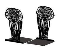Peacoblue Metal Bookends for Shelves, Modern Decorative Heavy Duty Study Book Ends Stoppers for Office, Desk, Shelf, Room 13.5×10.9×20.1cm Cast Iron Simple Tall Bookends 1 Pair (Mandala Elephant)