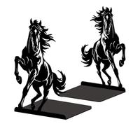 Peacoblue Metal Bookends for Shelves, Modern Decorative Heavy Duty Study Book Ends Stoppers for Office Desk Shelf, Room 5.3"x4.3"x7.9" Cast Iron Tall Bookends 1 Pair (Full Body Horse)