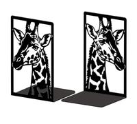 Peacoblue metal Bookends for Shelves, Modern Decorative Heavy Duty Study Book Ends Stoppers for Office, Desk, Shelf, Room 5.3"x4.3"x7.9" Cast Iron Simple Tall Bookends 1 Pair (Giraffe)