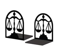 Peacoblue Metal Bookends for Shelves, Modern Decorative Heavy Duty Study Book Support Stoppers for Office, Desk, Shelf, Room 5.3"x4.3"x6.3" Cast Iron Simple Tall Bookends, 1 Pair (Libra Constellation)