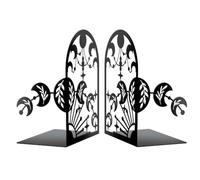 Peacoblue Metal Bookends for Shelves, Modern Decorative Heavy Duty Study Book Support Stoppers for Office, Desk, Shelf, Room 5.5"x4.3"x8.3" Cast Iron Simple Tall Bookends, 1 Pair (Moon Phases)