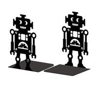 Peacoblue Metal Bookends for Shelves, Modern Decorative Heavy Duty Study Book Support Stoppers for Office, Desk, Shelf, Room 5.3"x4.3"x7.9" Cast Iron Simple Tall Bookends, 1 Pair (Robot)