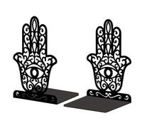 Peacoblue Metal Bookends for Shelves, Modern Decorative Heavy Duty Study Book Support Stoppers for Office, Desk, Shelf, Hand of hams, 5.3"x4.3"x7.9" Cast Iron Simple Bookends,1 Pair (Eye of The Devil)
