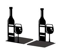 Peacoblue Metal Bookends for Shelves, Modern Decorative Heavy Duty Study Book Support Stoppers for Office, Desk, Shelf, Room 5.3"x4.3"x7.9" Cast Iron Simple Tall Bookends, 1 Pair (Wine)