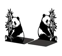 Peacoblue Metal Bookends for Shelves, Modern Decorative Heavy Duty Study Book Support Stoppers for Office, Desk, Shelf, Room 5.3"x4.3"x7.5" Cast Iron Simple Tall Bookends, 1 Pair (Panda and Bamboo)