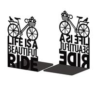 Peacoblue Metal Bookends for Shelves, Modern Decorative Heavy Duty Study Book Support Stoppers for Office, Desk, Shelf, Room 5.3"x4.3"x7.9" Cast Iron Simple Tall Bookends, 1 Pair (Bicycle)