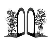 Peacoblue Metal Bookends for Shelves, Modern Decorative Heavy Duty Study Book Support Stoppers for Office, Desk, Shelf, Room 5.5"x4.3"x8.3" Cast Iron Simple Tall Bookends, 1 Pair (Vase)