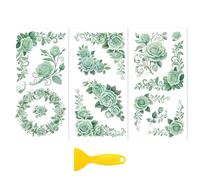 Peacoblue Mint Green Rose Vine Rub On Transfers for Furniture Craft 6"x12"