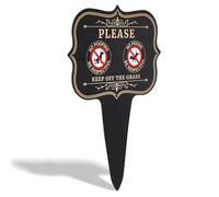Peacoblue No Poop or Pee Dog Sign 13.6”X9.6” Keep Off the Grass Yard Sign with Integrated Stake Double Sided Metal Sign Weatherproof Outdoor Sign for Gardens, Yards, and Public Spaces