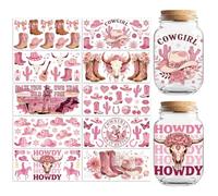 Peacoblue Pink Cowgirl UV DTF Cup Wraps, 10 Sheets Transfer Sticker