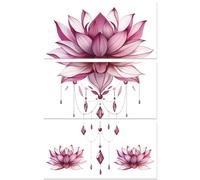 Peacoblue Pink Rub on Transfers for Crafts 3Pcs 15cmx30cm Bohemian Mandala Lotus, UV DTF Waterproof Japanese Furniture Transfer for Chest of Drawer Dresser Glass Porcelain Wood Plastic
