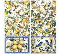 Peacoblue Placemats Set of 6 lemon Tree,12"x17" Waterproof Washable Table Place Mats for Indoor Outdoor Farmhouse Party Kitchen Dining Table Decoration
